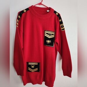 Vintage Military Style Patch Sweater